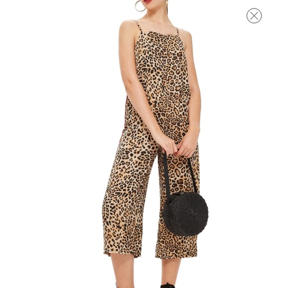 Topshop Other - TopShop Leopard Print Satin Jumpsuit